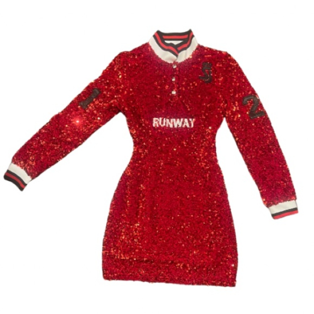 Shane Justin Red Sequin Jersey style Dress